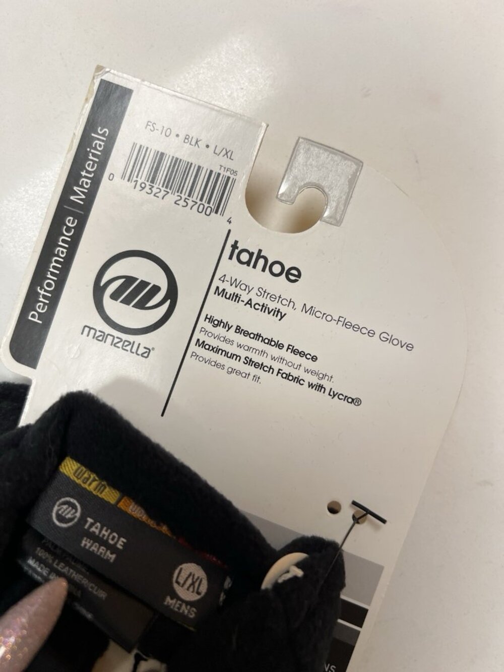 Manzella Tahoe Micro Fleece Mens Gloves Size L/XL Black - Picture 4 of 4